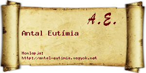 Antal Eutímia névjegykártya